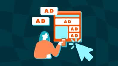 Girl scrolling on website with ads