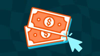 Oranje geld met blauw achtergrond